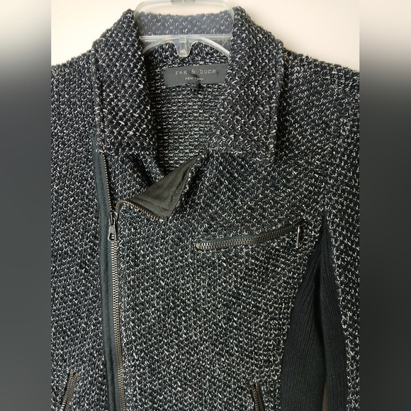 Rag & Bone Grey & Black Knitted & Fitted Zip up Jacket with flared collar XS LN - Picture 3 of 12